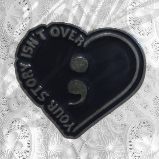 Semicolon enamel pin